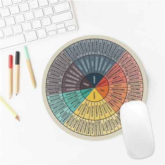 Emotions feelings wheel mouse pad non slip round gaming mousepad for therapy off - Picture 5 of 8